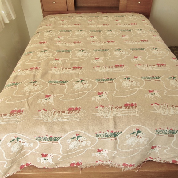 VTG Mid Century 1950's Western Cowboy Bed Spread - Picture 4 of 7
